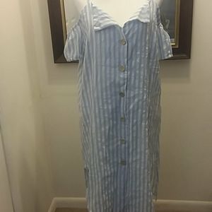 Stripped, off shoulder, long dress